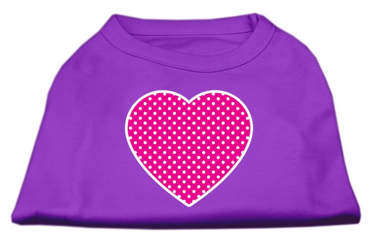 Pink Swiss Dot Heart Screen Print Shirt Purple XS